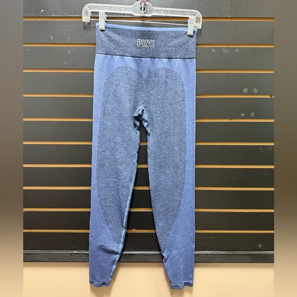 VS Pink Womens s Seamless Leggings Two Tone Blue Mid Rise Fitness  Athleisure - Picture 3 of 3